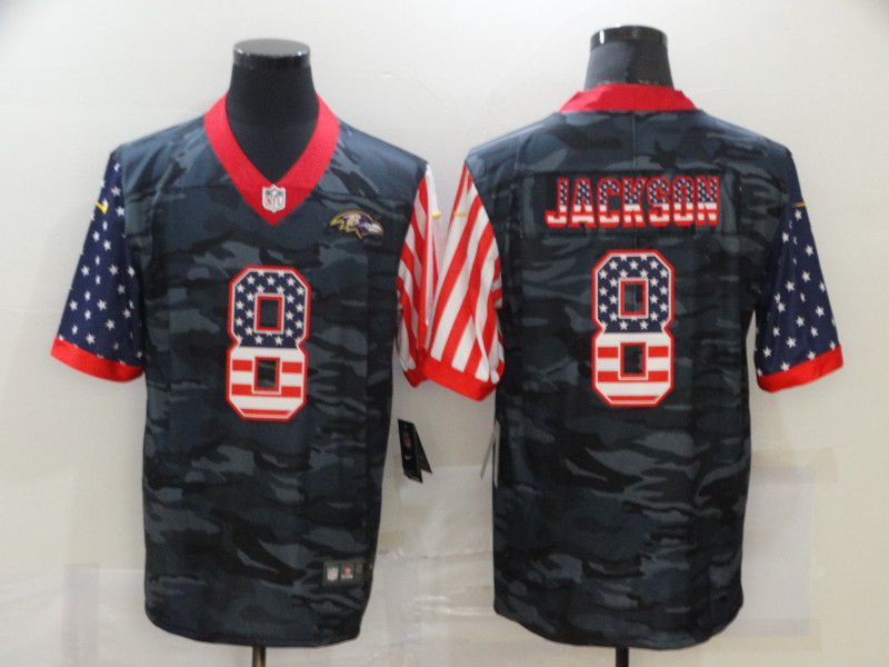 Men Baltimore Ravens 8 Jackson Camouflage national flag Nike Limited NFL Jersey